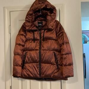 Sam Eldeman - puffer jacket ties & hood - 2 zip pockets size small cinnamon
